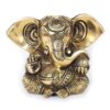 Estátua do Deus Ganesha em metal brass com doce laddu nas mãos