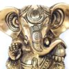 Estátua do Deus Ganesha em metal brass com doce laddu nas mãos