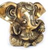 Estátua do Deus Ganesha em metal brass com doce laddu nas mãos