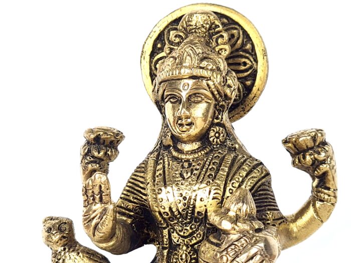 Estátua do Deusa Lakhsmi na Flor de Lótus em brass 14m