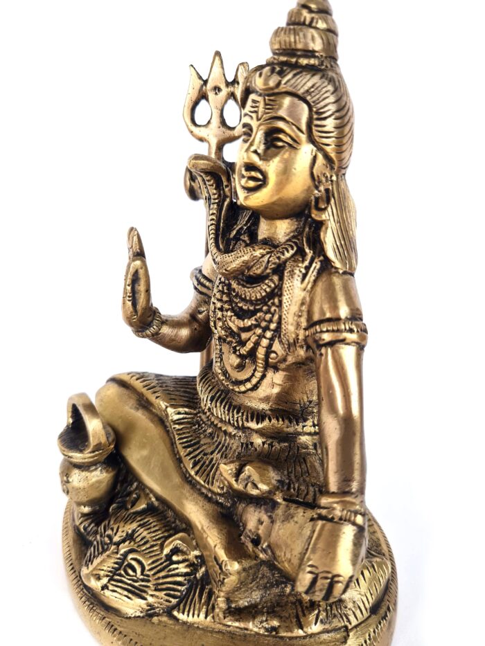 20250718_145803 Estátua do Deus Shiva em lótus com tridente removível em brass 15m