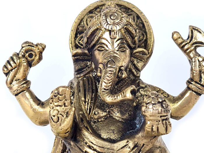 20250718_150107 Estátua de Ganesha em Brass com Quatro braços 20cm