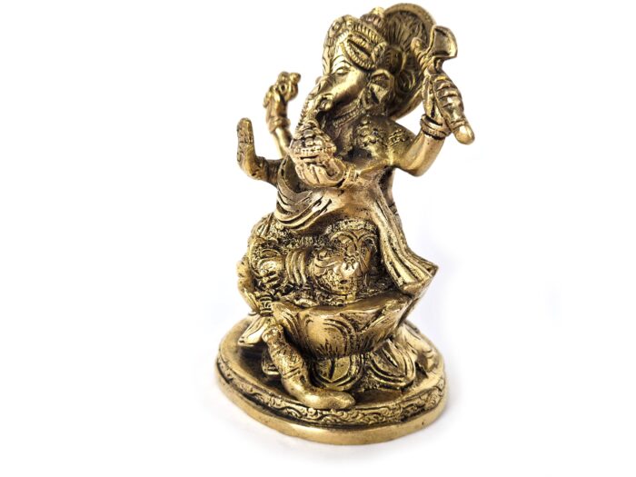 20250718_150139 Estátua de Ganesha em Brass com Quatro braços 20cm