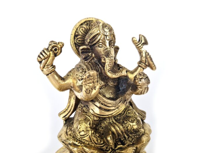 20250718_150151 Estátua de Ganesha em Brass com Quatro braços 20cm