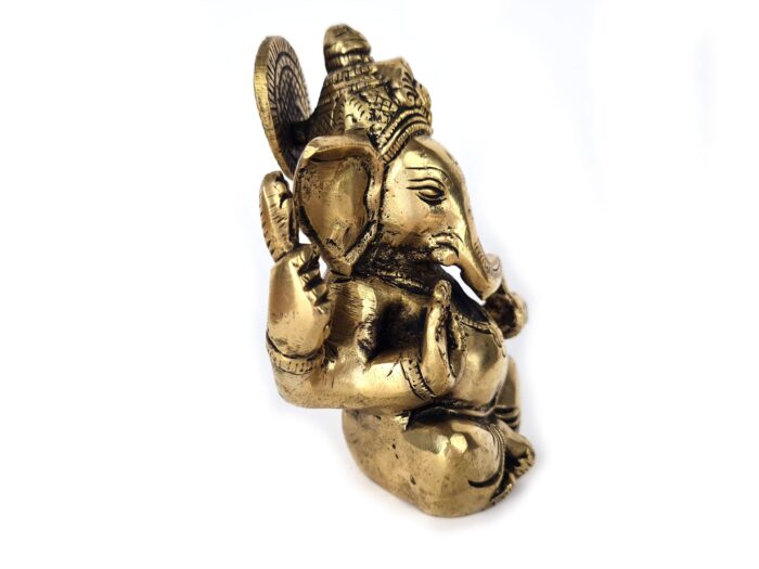 Estátua de Ganesha em Brass 4 braços proteção e bons começos 13cm