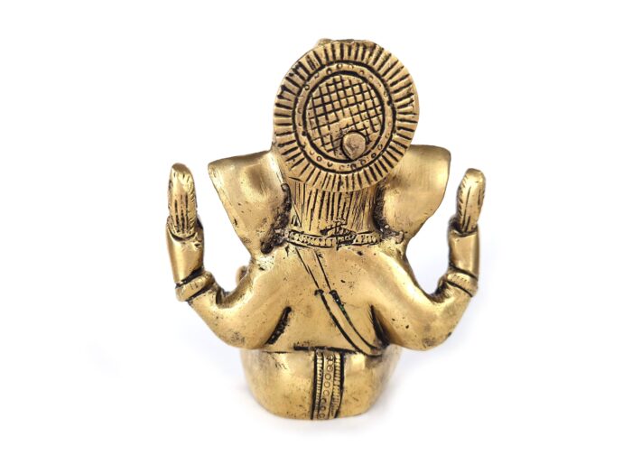 Estátua de Ganesha em Brass 4 braços proteção e bons começos 13cm