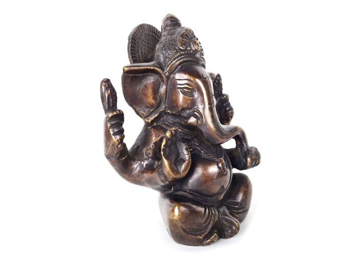 20250718_150417 Estátua de Ganesha em Brass escuro do sul da Índia 13cm