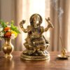 estatua de ganesha de metal 20cm robusta fabricada na India Estátua de Ganesha em Brass com Quatro braços 20cm