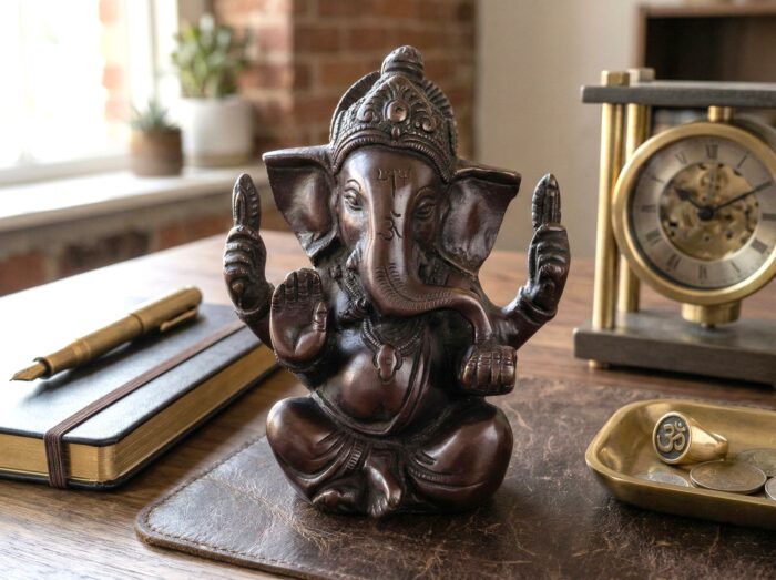 ganesha escuro do sul da India em metal 13cm belissimo Estátua de Ganesha em Brass escuro do sul da Índia 13cm