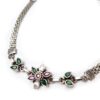 Tornozeleira indiana Anklet Rajnidhi prata com pedrarias