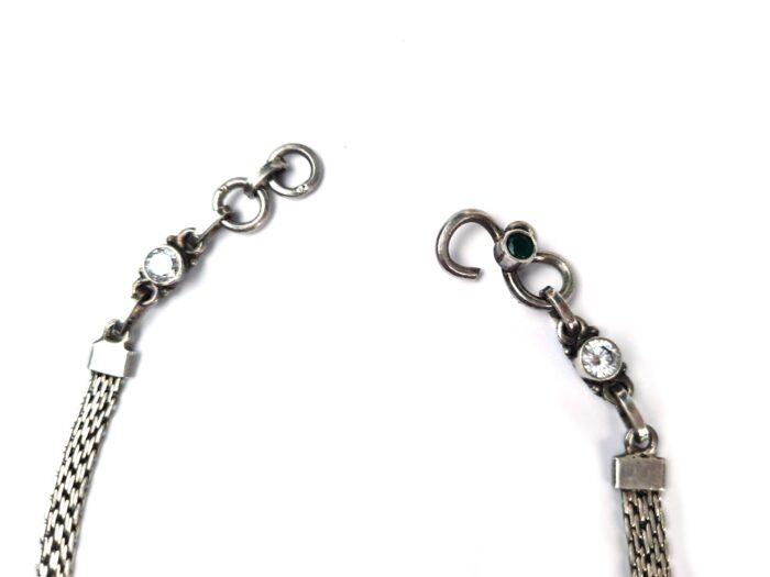 Tornozeleira indiana Anklet Rajnidhi prata com pedrarias