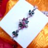 Tornozeleira indiana Anklet Rajnidhi prata com pedrarias