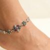 Tornozeleira indiana Anklet Rajnidhi prata com pedrarias