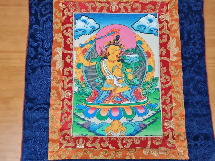 Painel de obra de arte Thangka Manjusri Bodhisattva