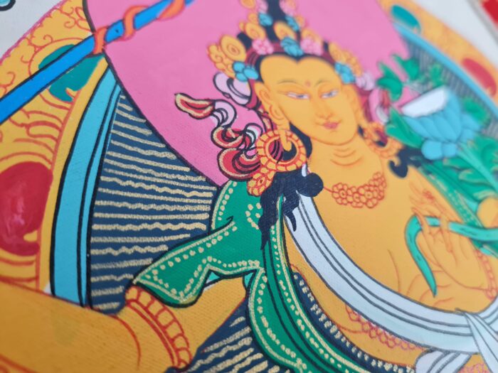 Painel de obra de arte Thangka Manjusri Bodhisattva