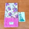 Sari indiano viscose com estampa floral bege com rosa e lilás