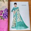 Sari indiano viscose com estampa floral bege com rosa e lilás