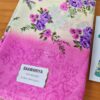 Sari indiano viscose com estampa floral bege com rosa e lilás