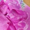 Sari indiano viscose com estampa floral bege com rosa e lilás