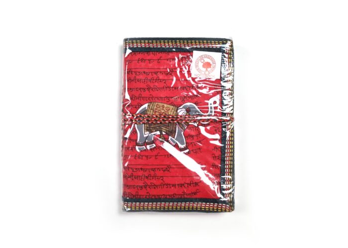 20250825_164934 Caderno indiano artesanal estampa de Elefante 15x10cm vermelho