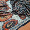 Echarpe indiana de viscose estampa clássica de florais diversos marinho e laranja