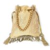 Bolsa Clutch Pouch Indiana com pedrarias florais bege e color