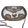 Bolsa indiana de metal mosaico de pedras em madrepérolas com metal escuro, para festas