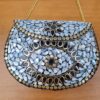 Bolsa indiana de metal mosaico de pedras naturais madrepérolas e Olho Grego