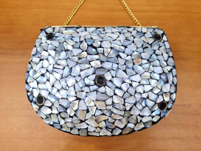 Bolsa indiana de metal mosaico de pedras naturais madrepérolas e Olho Grego