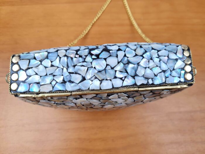 Bolsa indiana de metal mosaico de pedras naturais madrepérolas e Olho Grego