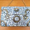 Bolsa indiana de metal mosaico de pedras naturais madrepérolas com dourado