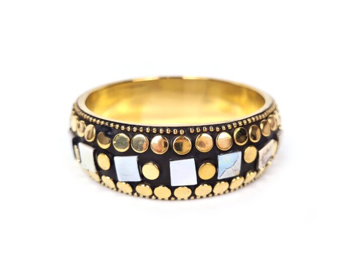 Bracelete indiano Rajasthan mosaico de madrepérolas com dourado