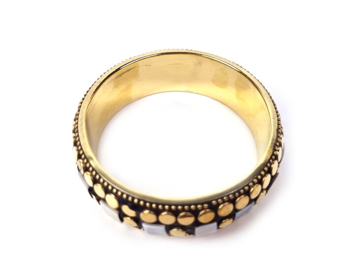 Bracelete indiano Rajasthan mosaico de madrepérolas com dourado