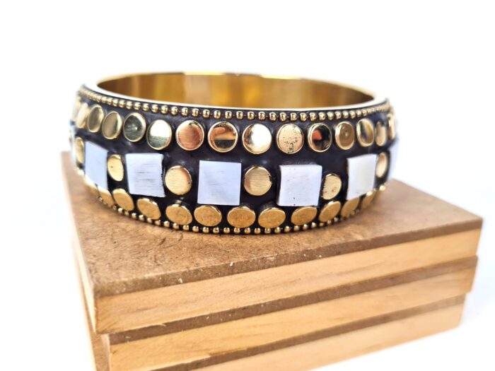 Bracelete indiano Rajasthan mosaico de madrepérolas com dourado