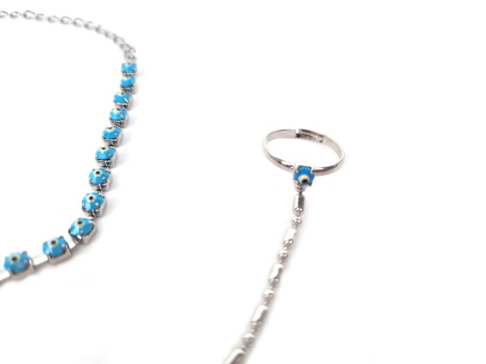 20250923_163520 Payal ring Pulseira de pé com anel Olho Grego azul