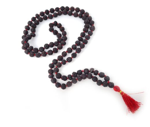 Japamala raro de Black Rudrakshas 108 contas com sementes de 7mm