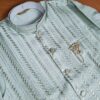Jacket Kurta Set em Seda Verde Menta Banarasi com Broche