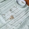 Jacket Kurta Set em Seda Verde Menta Banarasi com Broche