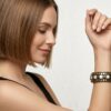 Bracelete indiano Rajasthan mosaico de madrepérolas com dourado