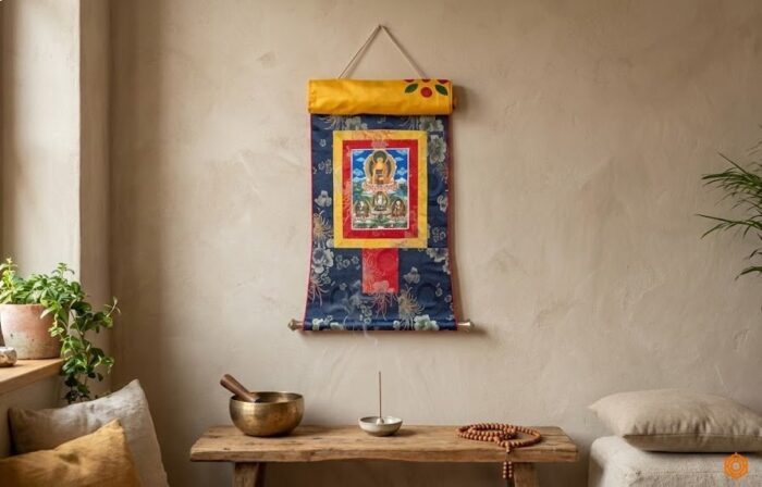 Painel de obra de arte Thangka Thangka Budista de Buda Shakyamuni e mestres