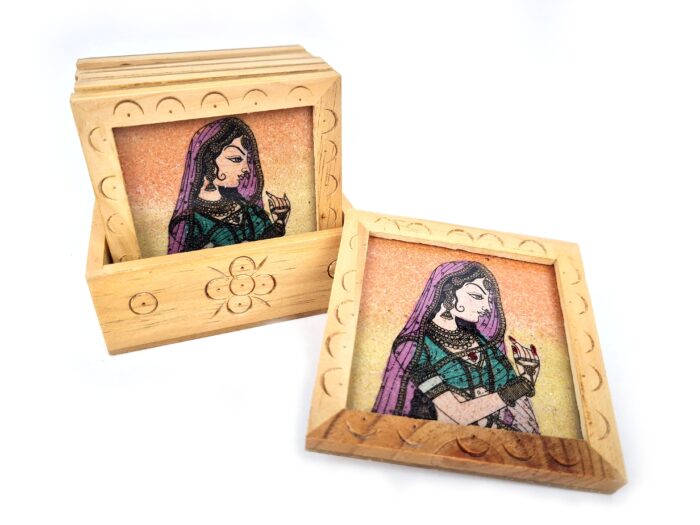 20250923_155437 Conjunto de portas-copos indiano artesanal estampa de Radharani