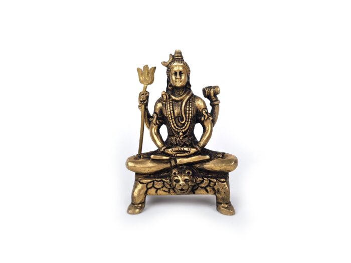 20250927_114920 Estátua do Deus Shiva em lótus com tridente removível em brass 9cm