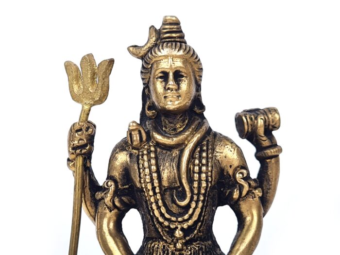 20250927_114924 Estátua do Deus Shiva em lótus com tridente removível em brass 9cm