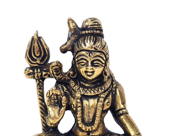 20250927_115021 Estátua do Deus Shiva em lótus com tridente removível em brass 8cm