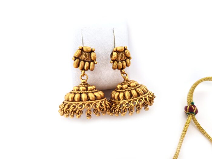 Conjunto completo de semi joia indiana para festas Temple Jewellery