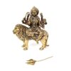 Estátua indiana da Deusa Durga e o leão metal dourado 8cm
