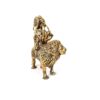 Estátua indiana da Deusa Durga e o leão metal dourado 8cm