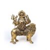 Estátua indiana da Deusa Durga e o leão metal dourado 8cm