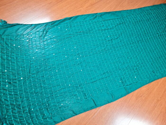 Dupatta verde com fios bordados de lantejoulas