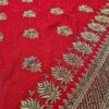 Saree Vermelho Bordado com Fios Dourados e Pedrarias com dupatta inclusa